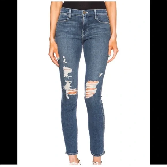 Frame Denim Le High Skinny Distressed Jeans 26 - Picture 4 of 7
